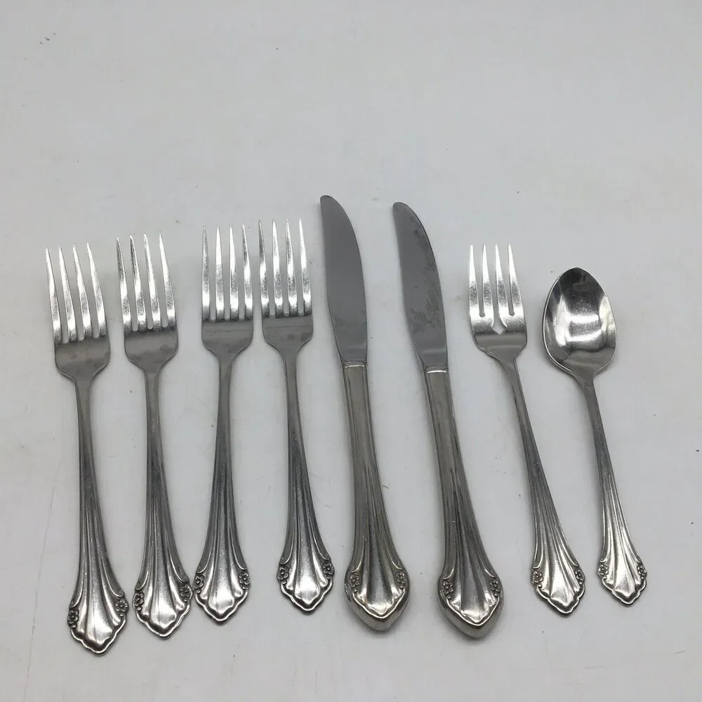 1881 Rogers Oneida BITTERSWEET REPOSE Set Of 8 Dinner Forks Teaspoon Knife Salad